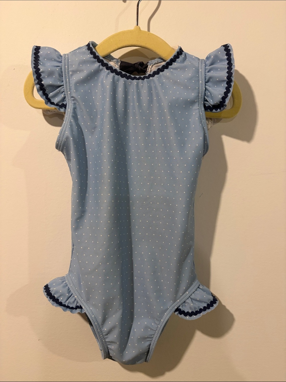 Minnow Toddler Girls Blue Polka Ruffle One-Piece Swimsuit 2T
